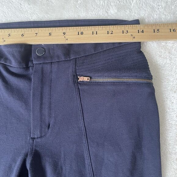 ATHLETA Womens Pants Size 4 Ponte Moto 2 Navy Zippered Pockets Full Length - Picture 8 of 13